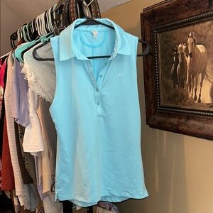 Under Armour Women's Light Blue Sleeveless Collared Top